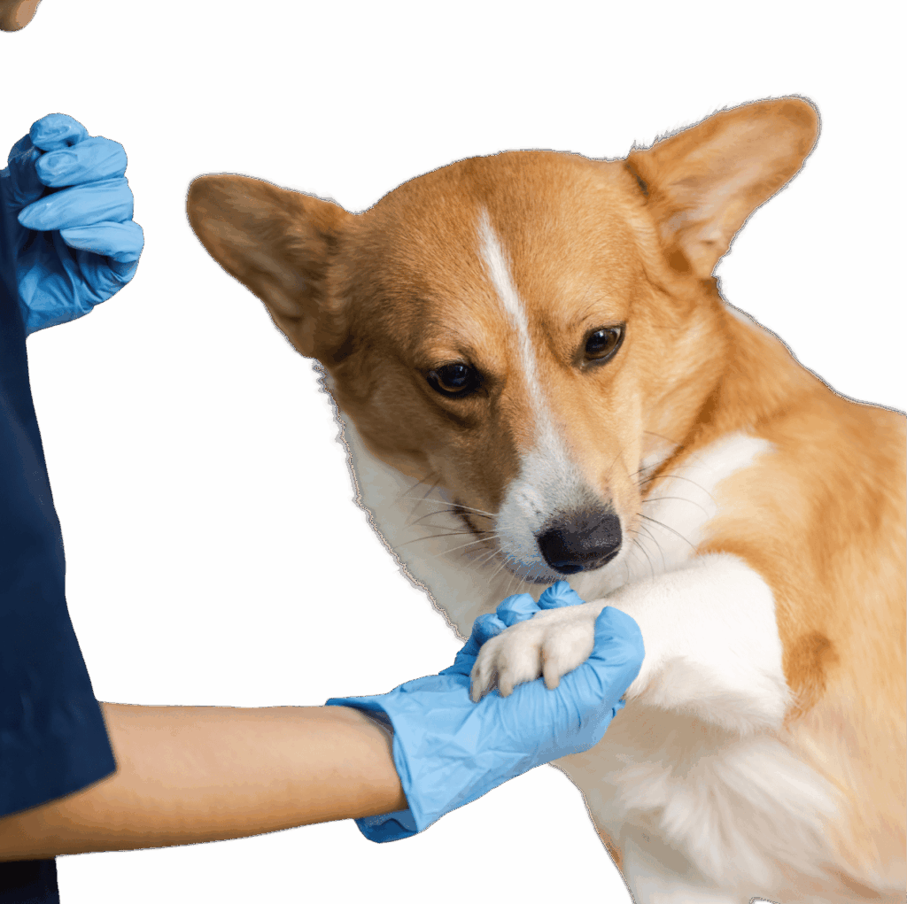 veterinario cuidando a un perro